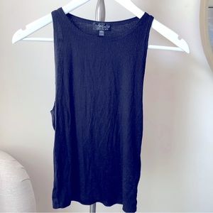 Topshop Sz 6 Ribbed Light Viscose Tank Black Soft Layering Office Layers Stretch